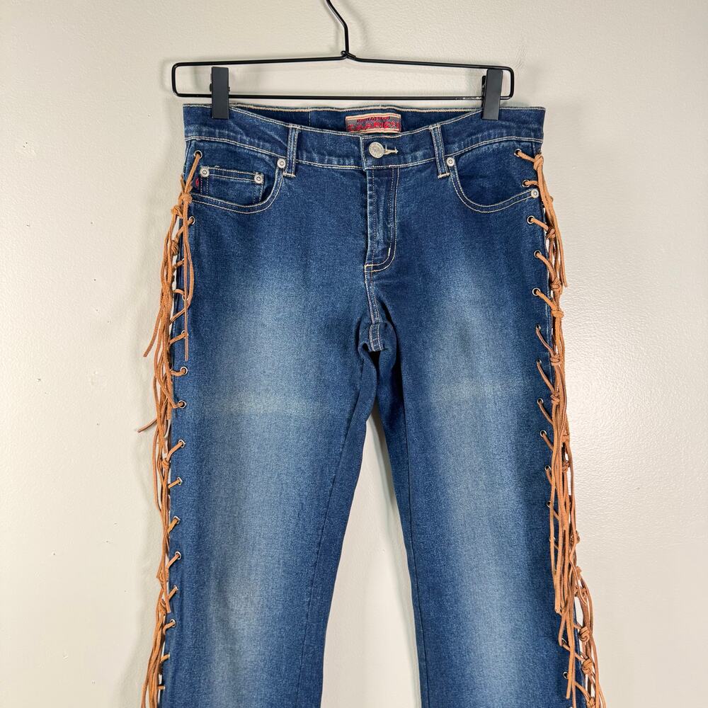 Vintage Z. Cavaricci Womens Fringe Stretch Low Rise Cotton Blend Flared Jeans 7 - Picture 4 of 11
